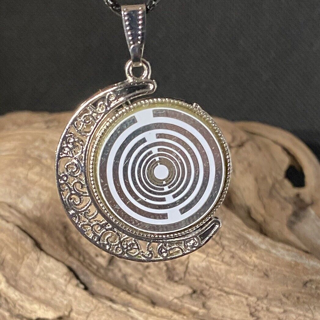 Amulett 2er-Set – Dreh – /Wende – Medaillon Mond – Lakhovsky MWO + Dodecagram – 25 mm / zinnlegiert – Produktansicht 1