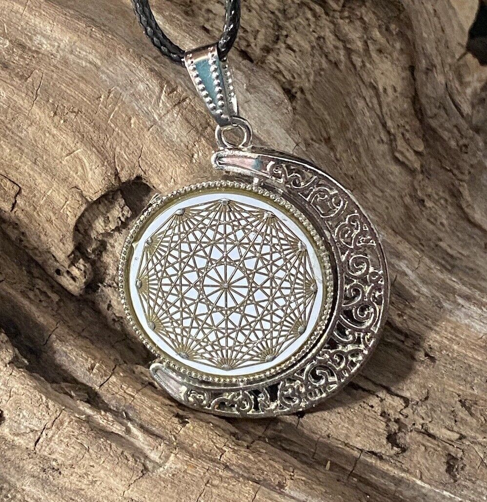 Amulett 2er-Set – Dreh – /Wende – Medaillon Mond – Lakhovsky MWO + Dodecagram – 25 mm / zinnlegiert – Produktansicht 1