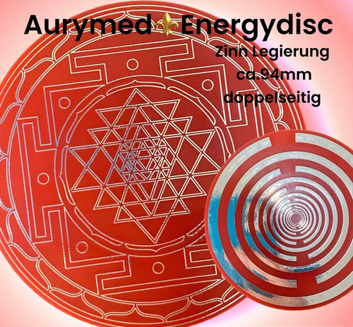 94 mm Disc – Lakhovsky MWO + Sri Yantra – zinnlegiert / feuerrot / rot – Produktansicht 1