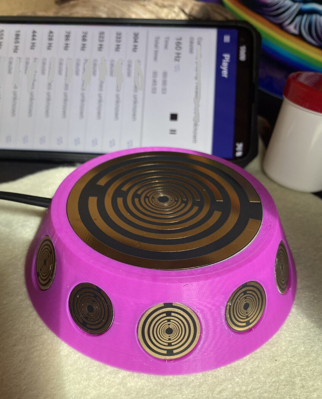 69 mm VibraNex UFO – pink, Oberflächenplatte goldlegiert – Produktansicht 1