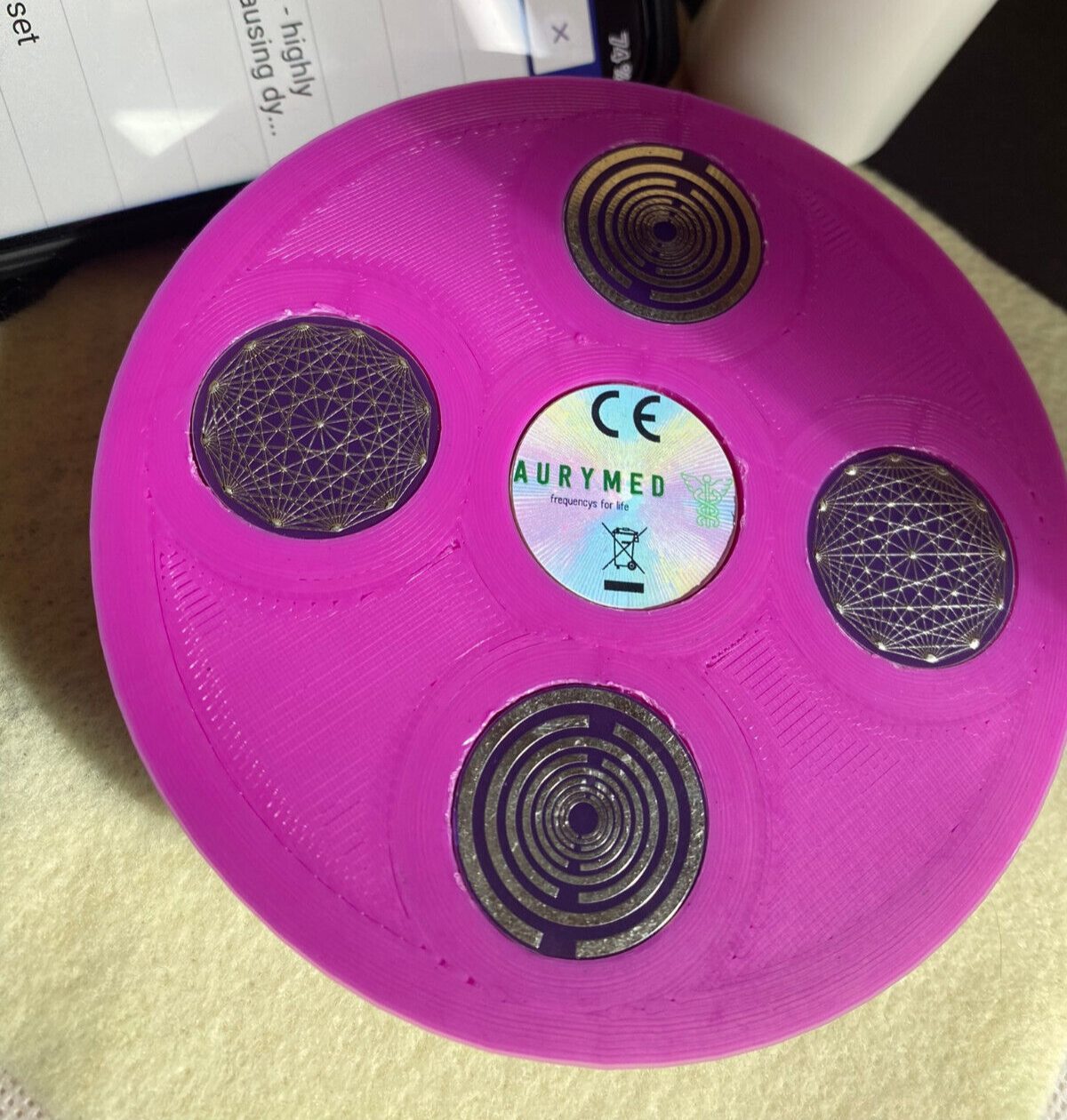 69 mm VibraNex UFO – pink, Oberflächenplatte goldlegiert – Produktansicht 1