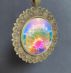 Amulett – Merkaba + Blume des Lebens – 25 mm / regenbogenfarben – Produktansicht 1