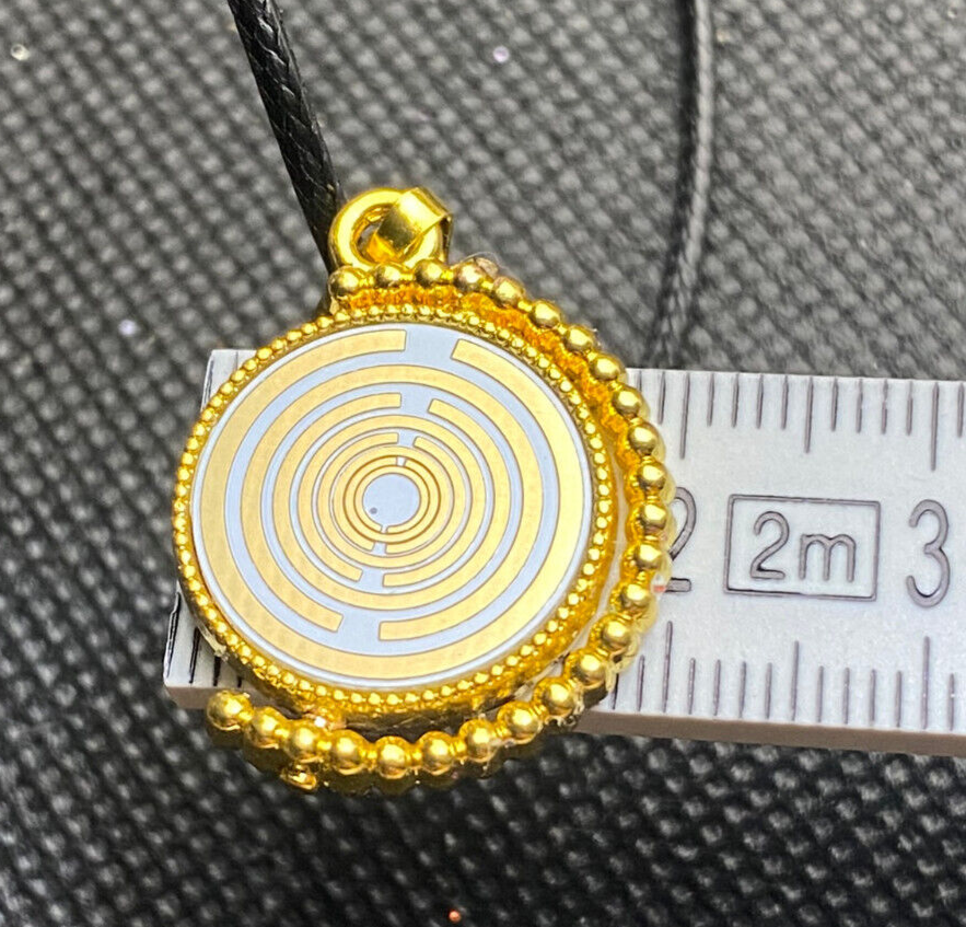 Amulett – Dreh – /Wende Anhänger goldfarben – Lakhovsky MWO – 16 mm / goldlegiert / schwarz – Produktansicht 1