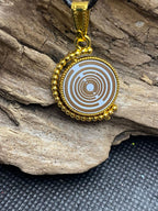 Amulett – Dreh – /Wende Anhänger goldfarben – Lakhovsky MWO – 16 mm / goldlegiert / schwarz – Produktansicht 1