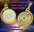 Amulett – Dreh – /Wende Anhänger goldfarben – Lakhovsky MWO – 16 mm / goldlegiert / schwarz – Produktansicht 1