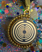 Amulett – Dreh – /Wende Anhänger goldfarben – Lakhovsky MWO – 16 mm / goldlegiert / schwarz – Produktansicht 1