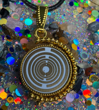 Amulett – Dreh – /Wende Anhänger goldfarben – Lakhovsky MWO – 16 mm / goldlegiert / schwarz – Produktansicht 1