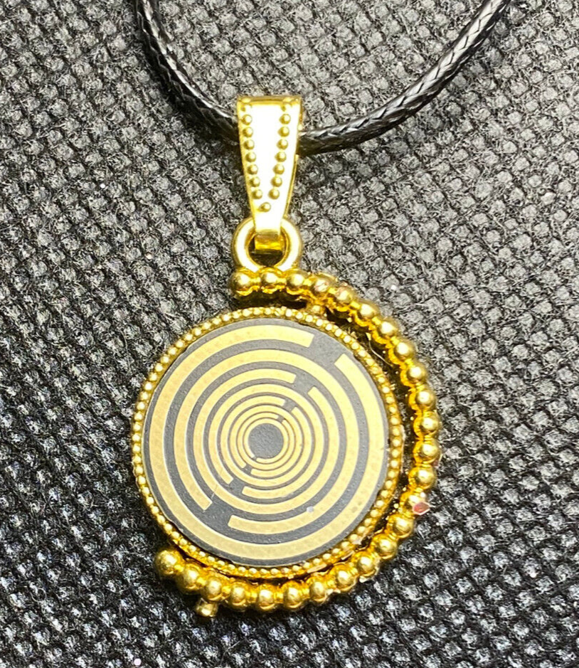 Amulett – Dreh – /Wende Anhänger goldfarben – Lakhovsky MWO – 16 mm / goldlegiert / schwarz – Produktansicht 1