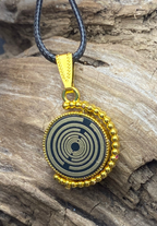 Amulett – Dreh – /Wende Anhänger goldfarben – Lakhovsky MWO – 16 mm / goldlegiert / schwarz – Produktansicht 1