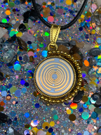 Amulett – Dreh – /Wende Anhänger goldfarben – Lakhovsky MWO – 16 mm / goldlegiert / schwarz – Produktansicht 1