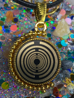 Amulett – Dreh – /Wende Anhänger goldfarben – Lakhovsky MWO – 16 mm / goldlegiert / schwarz – Produktansicht 1