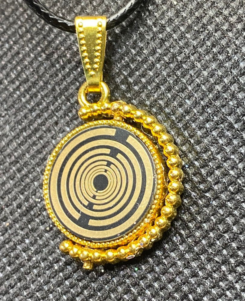 Amulett – Dreh – /Wende Anhänger goldfarben – Lakhovsky MWO – 16 mm / goldlegiert / schwarz – Produktansicht 1