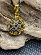 Amulett – Dreh – /Wende Anhänger goldfarben – Lakhovsky MWO – 16 mm / goldlegiert / schwarz – Produktansicht 1