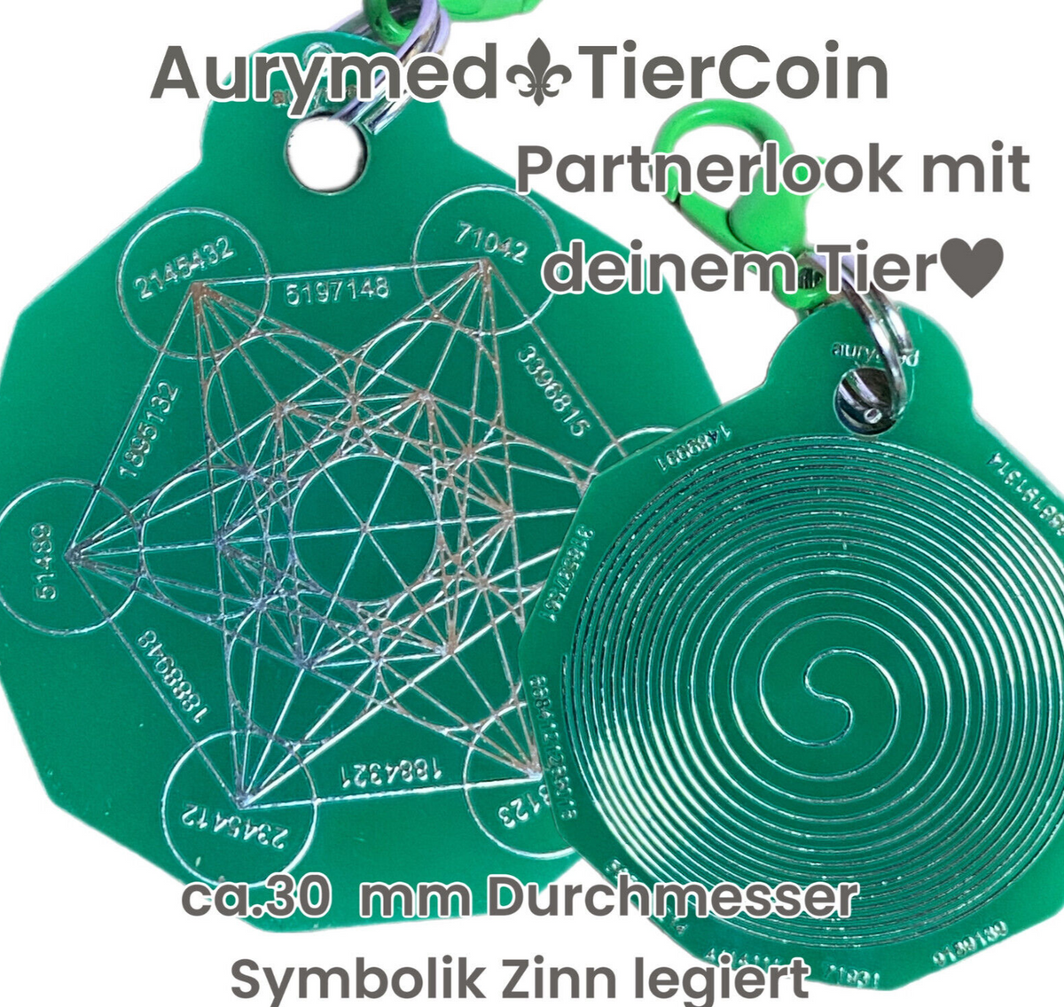 AURYMED Animal Tier Coin Grün – Beispiel 1