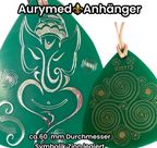 Amulett – Disc – Ganesha der Glücksbote+ die – 69 mm / zinnlegiert / grün – Produktansicht 1
