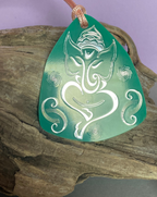 Amulett – Disc – Ganesha der Glücksbote+ die – 69 mm / zinnlegiert / grün – Produktansicht 1
