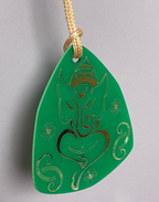 Amulett – Disc – Ganesha der Glücksbote+ die – 69 mm / zinnlegiert / grün – Produktansicht 1