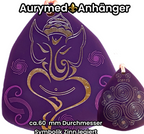 Amulett – Disc – Ganesha der Glücksbote+ die – 69 mm / zinnlegiert / flieder lila – Produktansicht 1