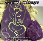 Amulett – Disc – Ganesha der Glücksbote+ die – 69 mm / zinnlegiert / flieder lila – Produktansicht 1