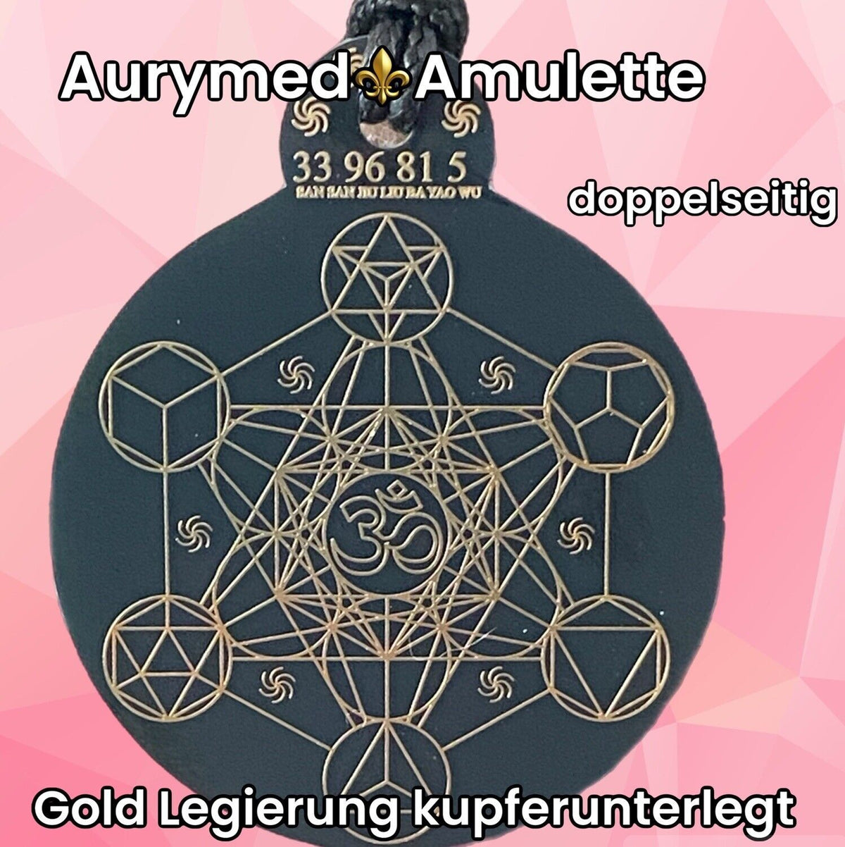Anhänger Metatron schwarz, goldlegiert ca. 52 mm x 62 mm – Produktansicht 1