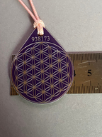 Anhänger Blume des Lebens – Bifilar Spule, flieder lila, ca. 40 mm x 48 mm, zinnlegiert – Produktansicht 1