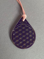 Anhänger Blume des Lebens – Bifilar Spule, flieder lila, ca. 40 mm x 48 mm, zinnlegiert – Produktansicht 1