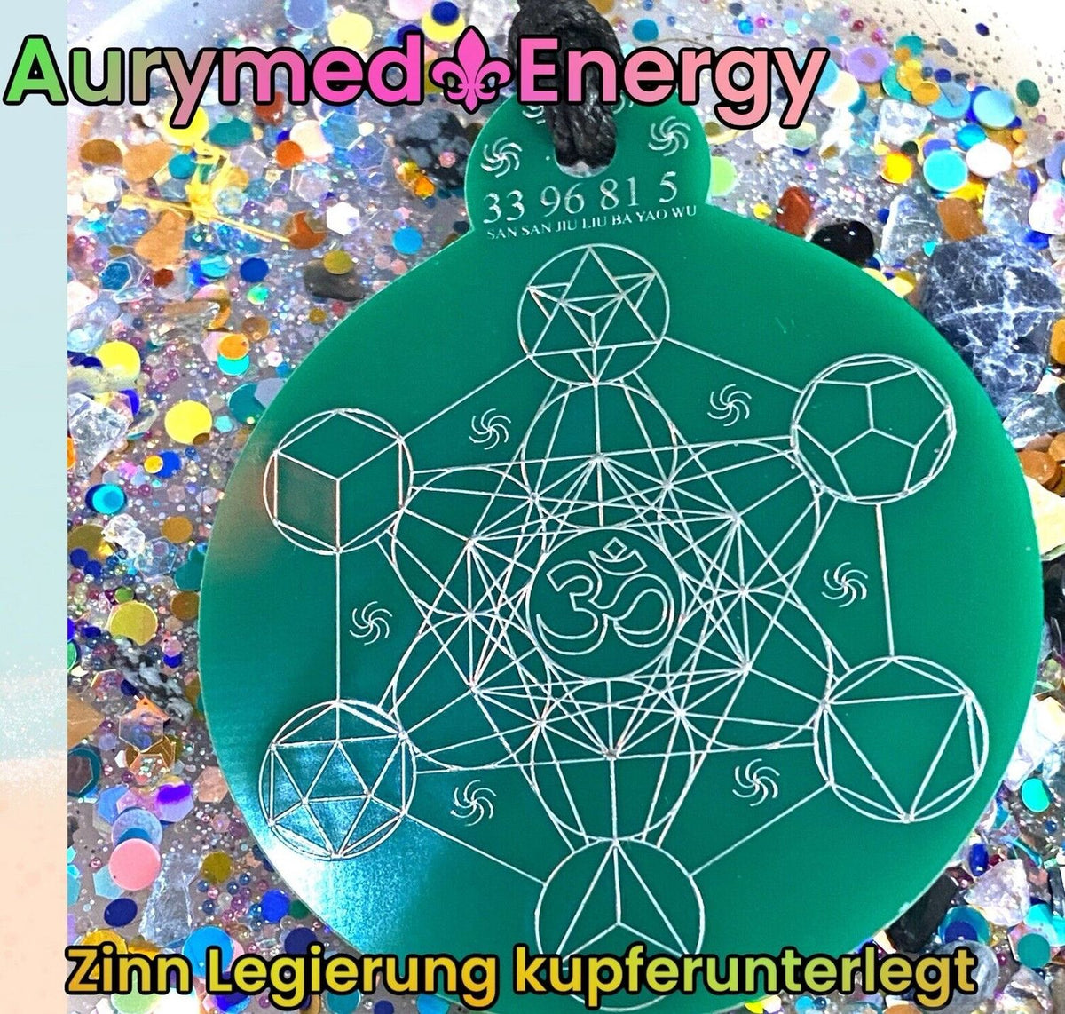 Anhänger Metatron waldgrün, zinnlegiert ca. 52 mm x 62 mm – Produktansicht 1