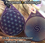 Anhänger Blume des Lebens – Bifilar Spule, flieder lila, ca. 40 mm x 48 mm, zinnlegiert – Produktansicht 1