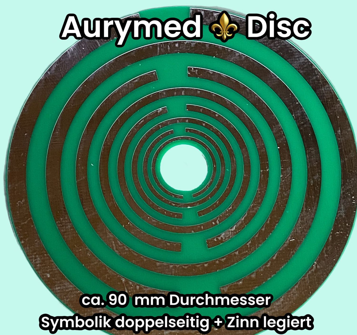 90 mm Disc – Lakhovsky MWO – ohne PLA-Halter / zinnlegiert / grün – Produktansicht 1
