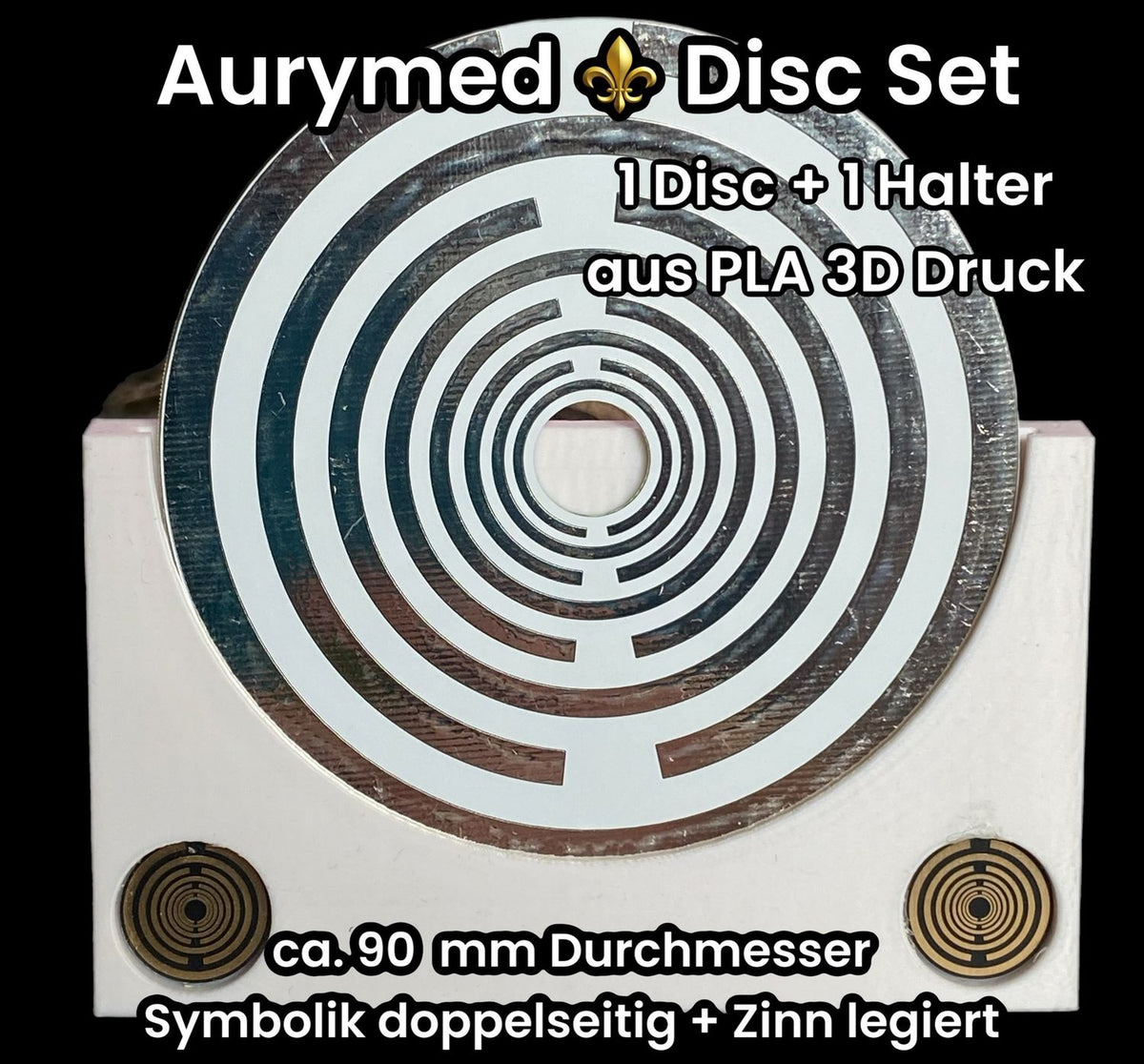 90 mm Disc – Lakhovsky MWO – 1× PLA-Halter / zinnlegiert / weiß – Produktansicht 1