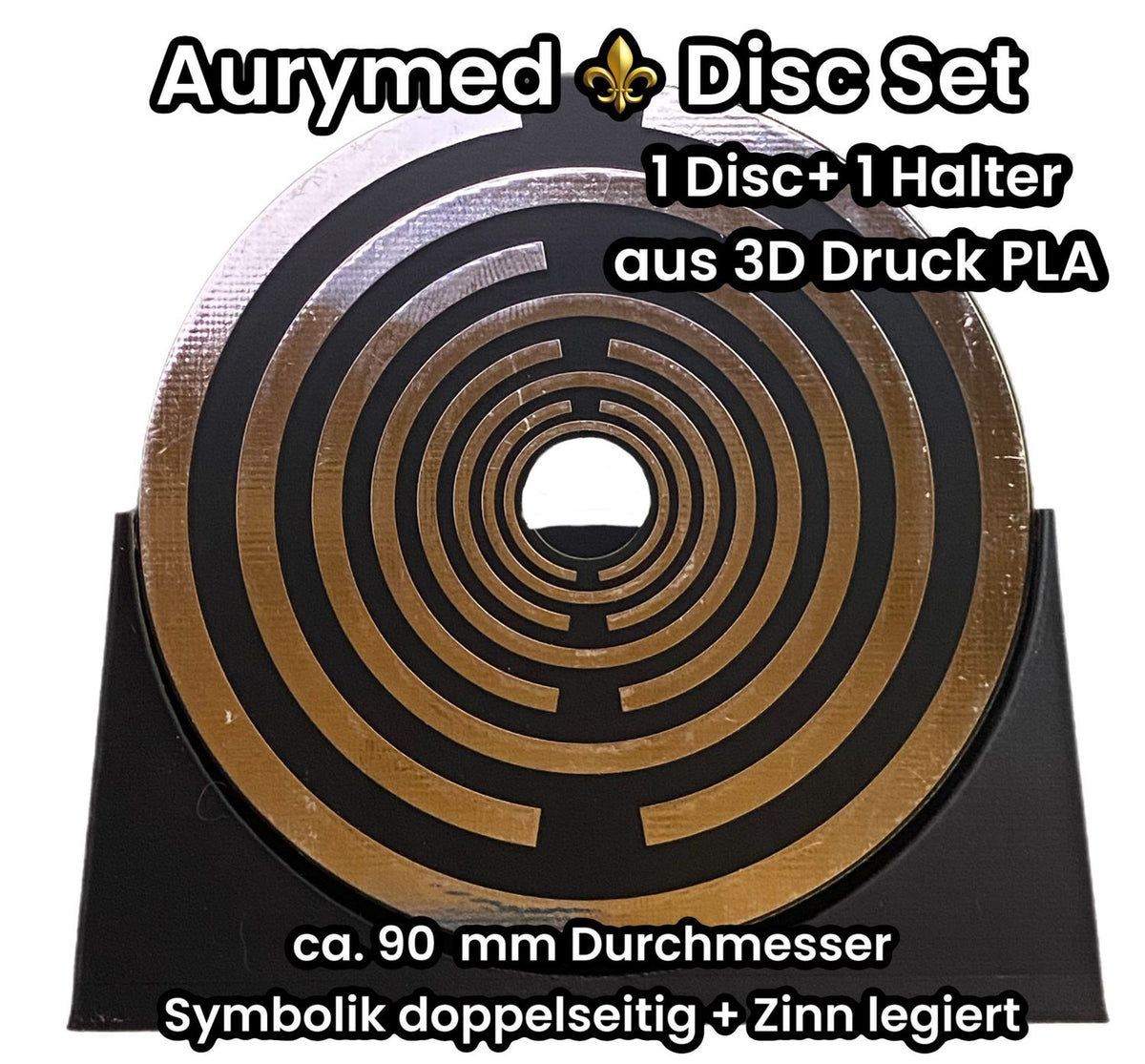 90 mm Disc – Lakhovsky MWO – 1× PLA-Halter / zinnlegiert / schwarz – Produktansicht 1