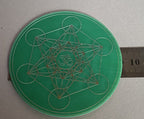 90 mm Discs – Metatron & Dodecagram – Stückzahl wählbar – zinnlegiert – grün – Bild 2