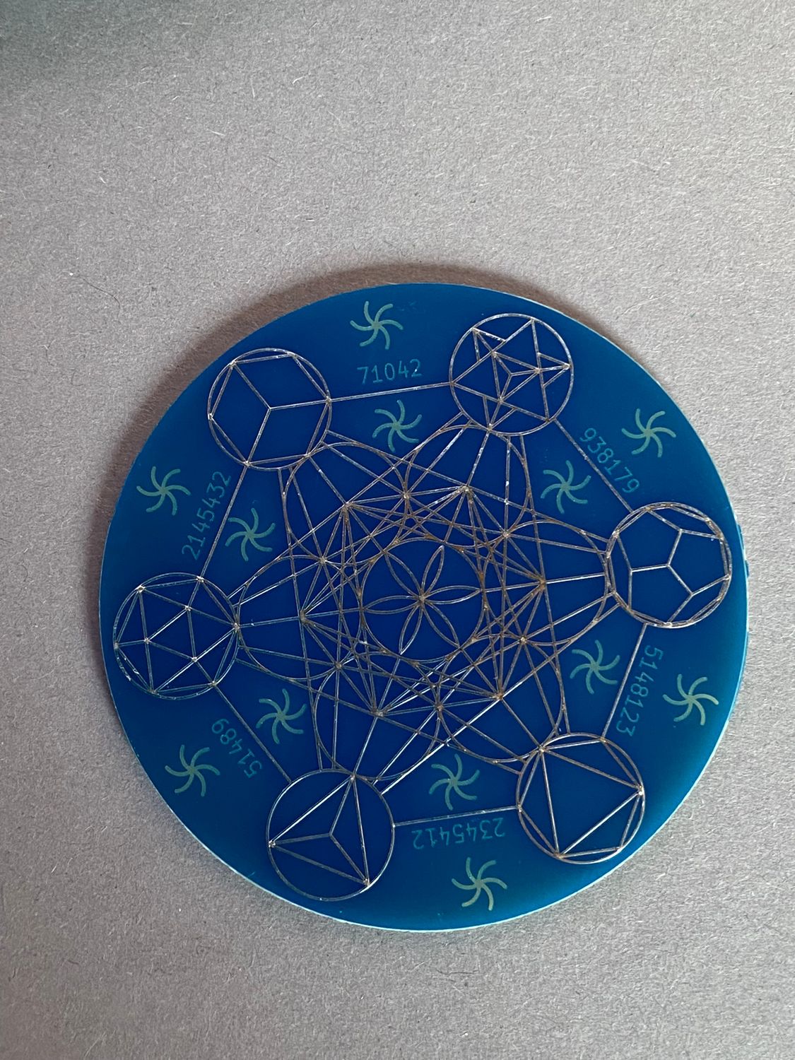 50 mm Disc – 1 Stück Metatron+ die MWO Lakhovsky MWO doppelseitig, blau, zinnlegiert, kupferunterlegt – Produktansicht 1