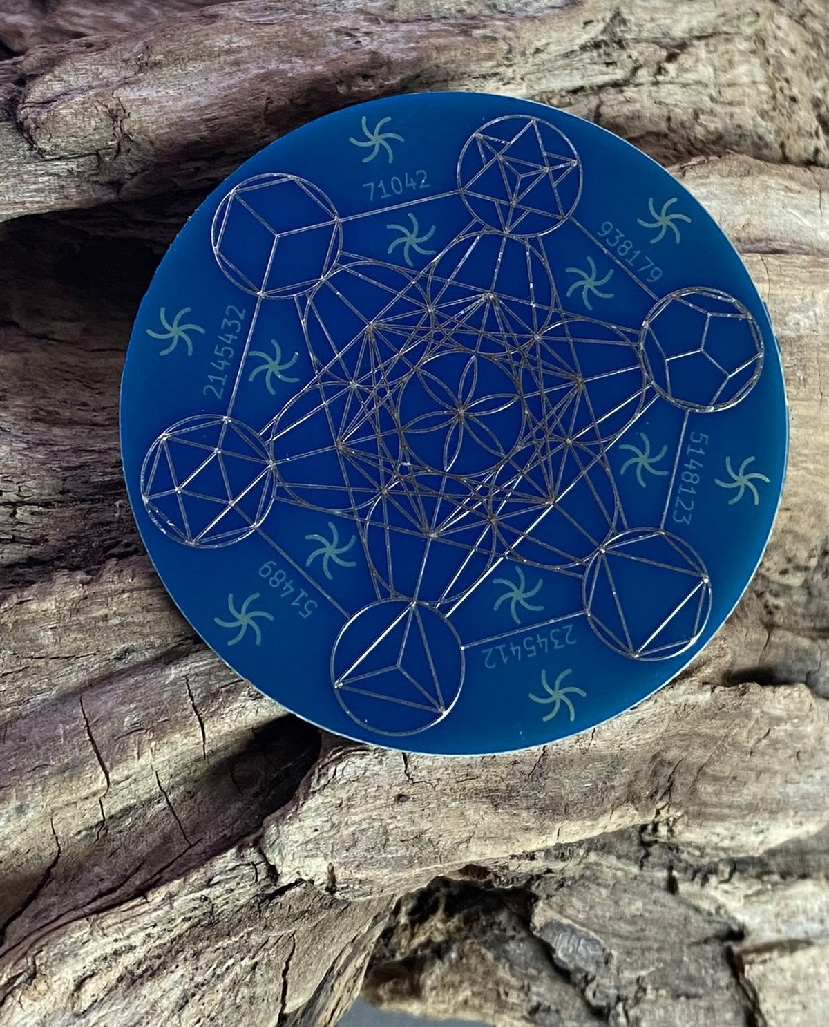50 mm Disc – 1 Stück Metatron+ die MWO Lakhovsky MWO doppelseitig, blau, zinnlegiert, kupferunterlegt – Produktansicht 1
