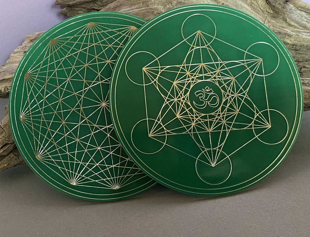 90 mm Discs – Metatron & Dodecagram – Stückzahl wählbar – zinnlegiert – grün – Bild 15