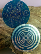 50 mm Disc – 1 Stück Metatron+ die MWO Lakhovsky MWO doppelseitig, blau, zinnlegiert, kupferunterlegt – Produktansicht 1