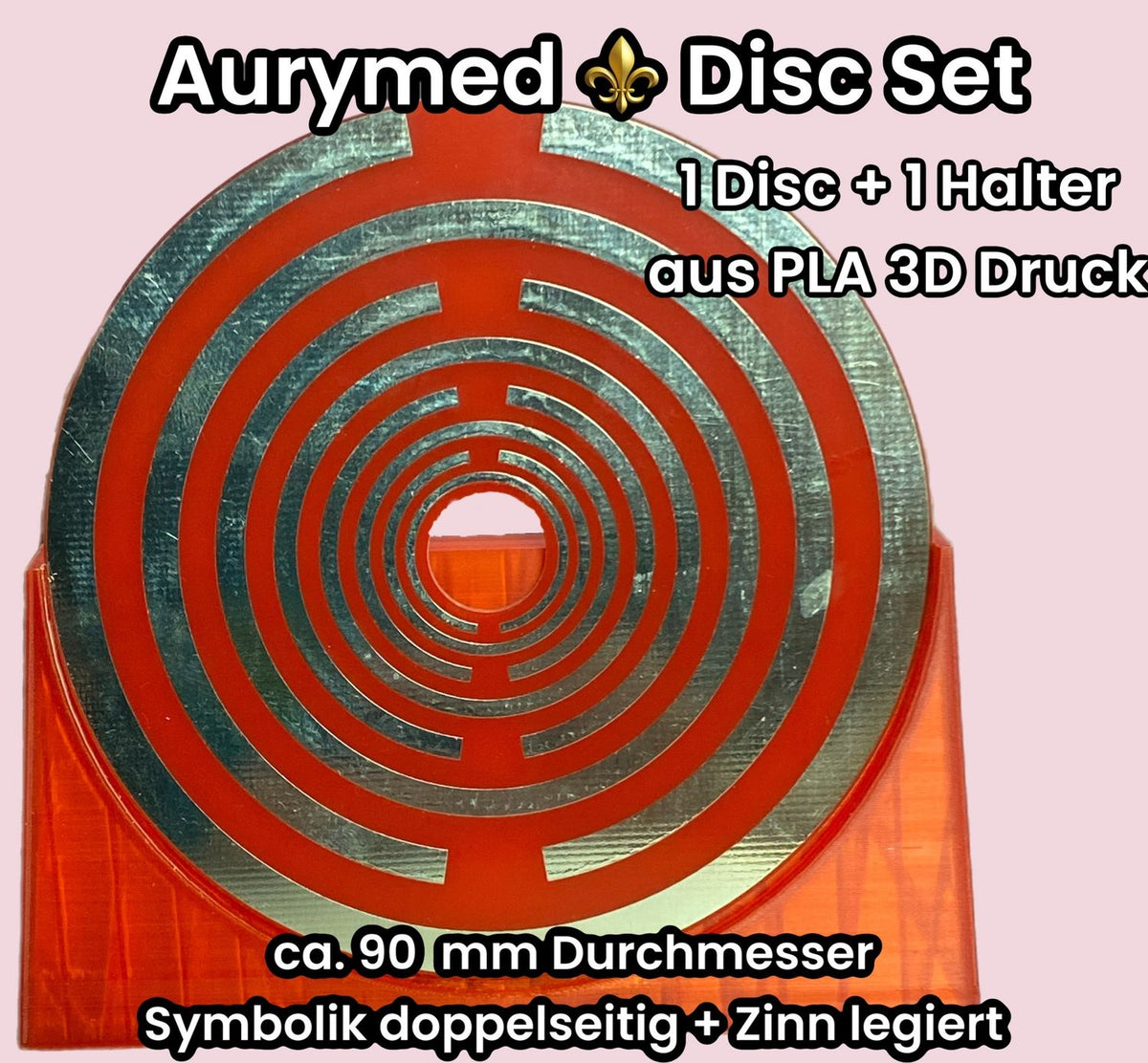90 mm Disc – Lakhovsky MWO – 1× PLA-Halter / zinnlegiert / rot – Produktansicht 1