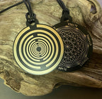 Amulett – Disc ca. 48x58 mm – Lakhovsky MWO + Dodecagram – 58 mm / goldlegiert / schwarz – Produktansicht 1