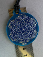 Amulett – Disc ca. 48x58 mm – Lakhovsky MWO + Dodecagram – 58 mm / zinnlegiert / blau – Produktansicht 1