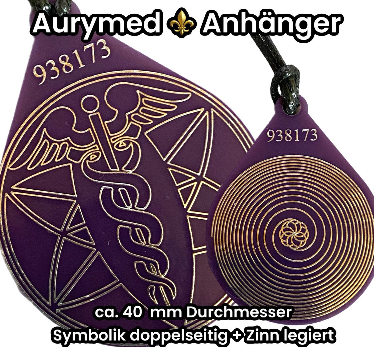 Anhänger Aesk Stab im Merkana – Bifilar Suple, lila, Symbol zinnlegiert – Produktansicht 1