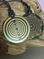 Amulett – Disc ca. 48x58 mm – Lakhovsky MWO + Dodecagram – 58 mm / goldlegiert / schwarz – Produktansicht 1