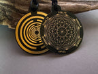 Amulett – Disc ca. 48x58 mm – Lakhovsky MWO + Dodecagram – 58 mm / goldlegiert / schwarz – Produktansicht 1