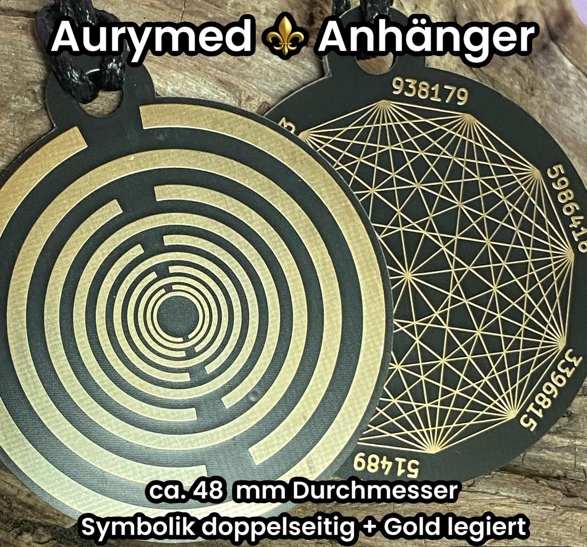 Amulett – Disc ca. 48x58 mm – Lakhovsky MWO + Dodecagram – 58 mm / goldlegiert / schwarz – Produktansicht 1