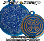 Amulett – Disc ca. 48x58 mm – Lakhovsky MWO + Dodecagram – 58 mm / zinnlegiert / blau – Produktansicht 1