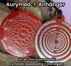 Amulett – Disc ca. 48x58 mm – Lakhovsky MWO + Dodecagram – 58 mm / zinnlegiert / rot – Produktansicht 1