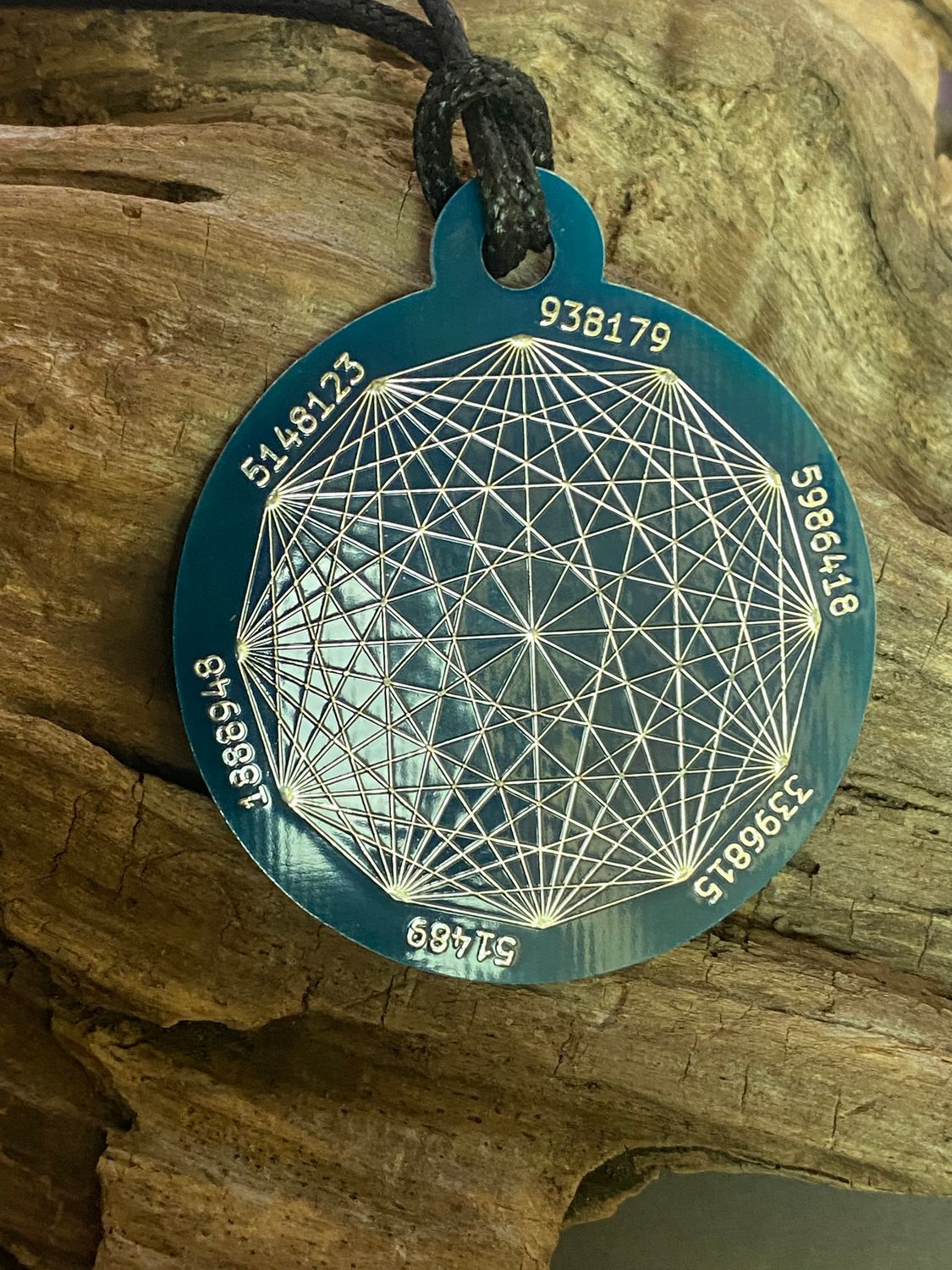 Amulett – Disc ca. 48x58 mm – Lakhovsky MWO + Dodecagram – 58 mm / zinnlegiert / blau – Produktansicht 1