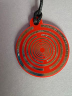 Amulett – Disc ca. 48x58 mm – Lakhovsky MWO + Dodecagram – 58 mm / zinnlegiert / rot – Produktansicht 1