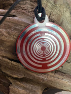 Amulett – Disc ca. 48x58 mm – Lakhovsky MWO + Dodecagram – 58 mm / zinnlegiert / rot – Produktansicht 1