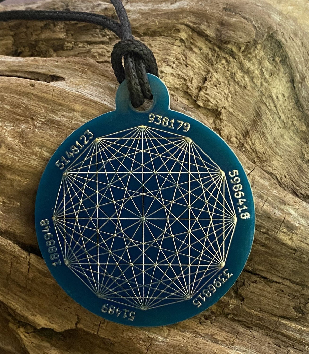 Amulett – Disc ca. 48x58 mm – Lakhovsky MWO + Dodecagram – 58 mm / zinnlegiert / blau – Produktansicht 1