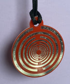 Amulett – Disc ca. 48x58 mm – Lakhovsky MWO + Dodecagram – 58 mm / zinnlegiert / rot – Produktansicht 1